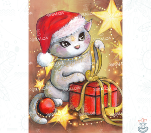 Diamond Painting Weihnachtskatze - Oraloa Kreativset Diamantstickerei