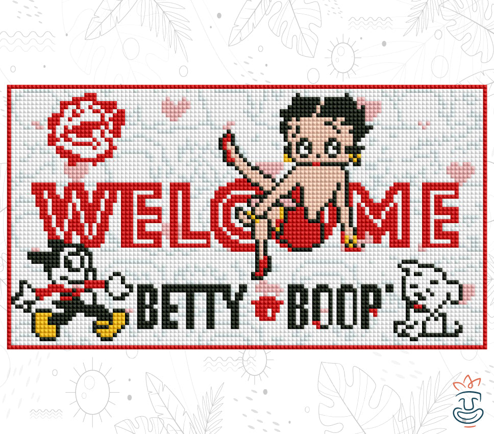 Diamond Painting Eingangsschild Betty Boop Welcome Diamond Painting - Oraloa kreatives Set Diamantstickerei