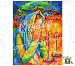 Oraloa Woman Lighting Shabbat Candles - Diamond Painting vollständiges Kunsttherapie-Set