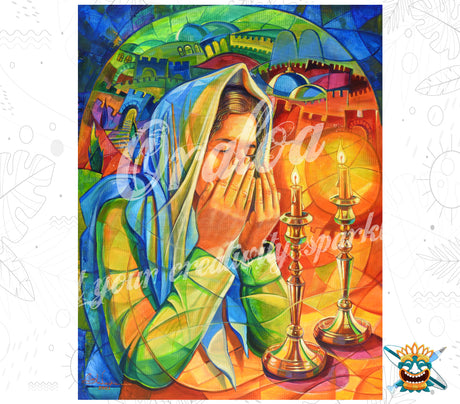 Oraloa Woman Lighting Shabbat Candles - Diamond Painting vollständiges Kunsttherapie-Set