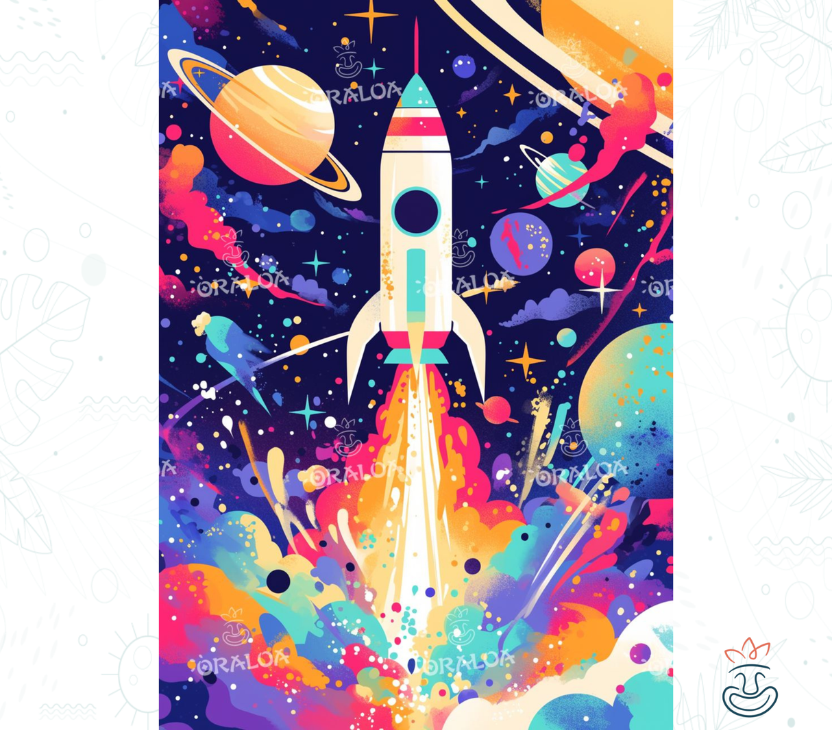 Oraloa Diamond Painting Rakete - Diamantstickerei-Kit Kunsttherapie