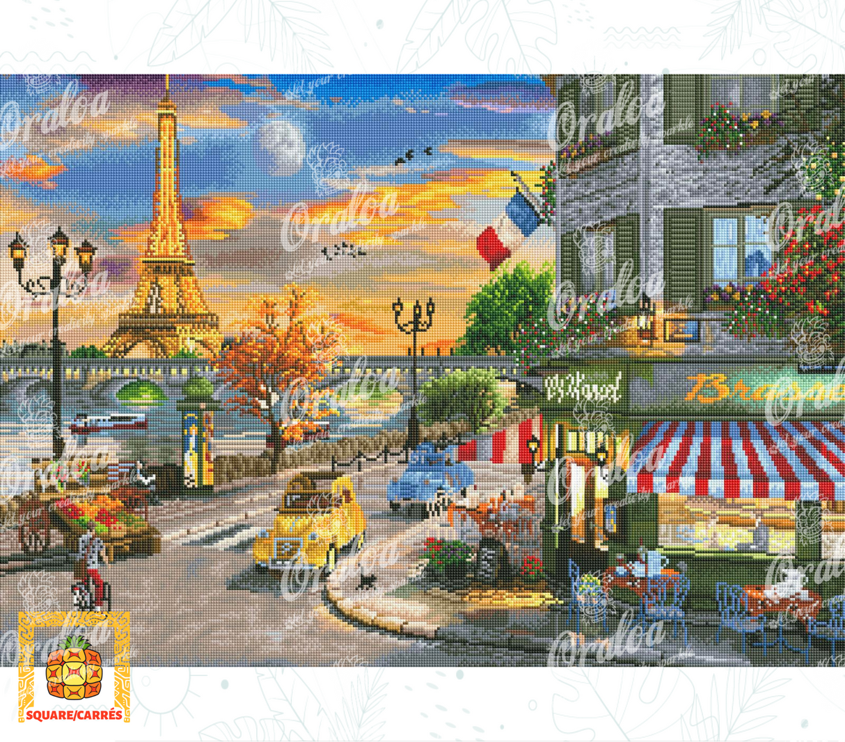 Detail Diamond Painting Paris Street Cafe Oraloa - Diamantstickerei