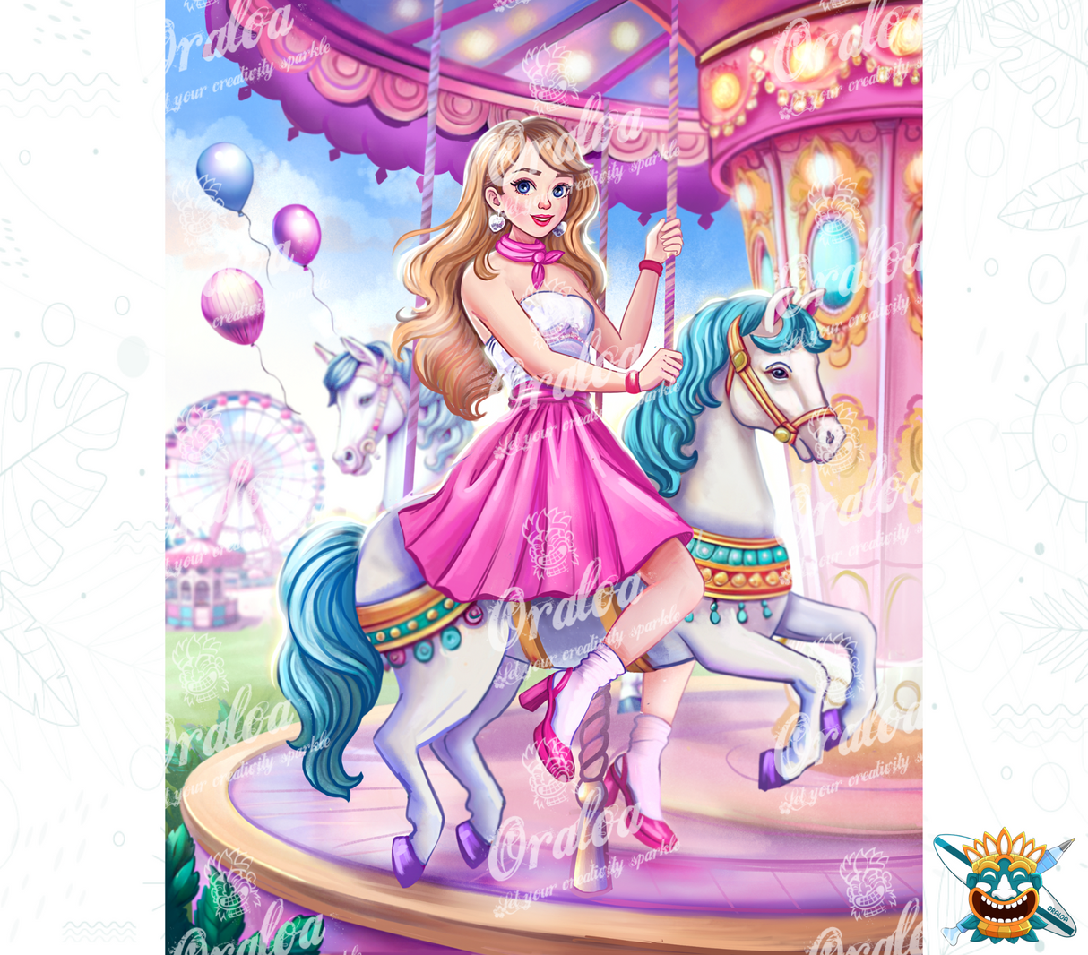 Oraloa Diamond Painting Karussell - Diamantstickerei-Kit Kunsttherapie