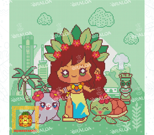 Ejemplo de bordado de diamantes Hawaii Girls - Oraloa Diamond Painting