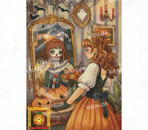 Detail Diamond Painting Girl at the mirror Oraloa - Diamantstickerei