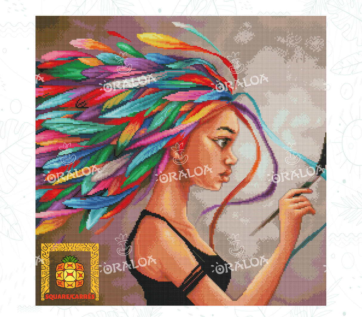Beispiel Diamantstickerei Feathers - Oraloa Diamond Painting