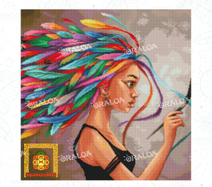 Beispiel Diamantstickerei Feathers - Oraloa Diamond Painting