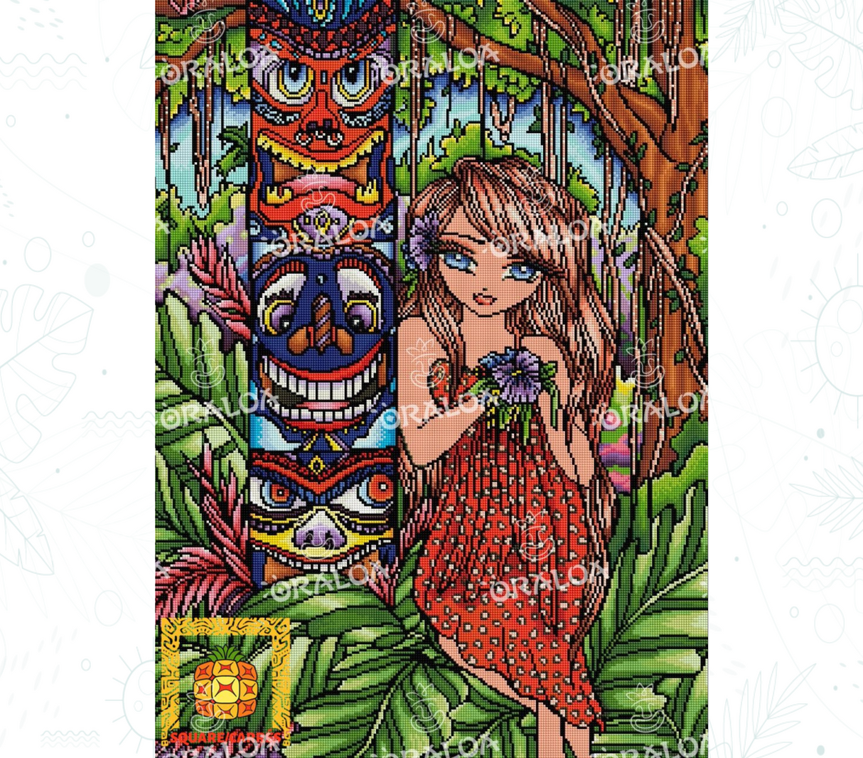 Detail Diamond Painting Totemprinzessin Oraloa - Diamantstickerei