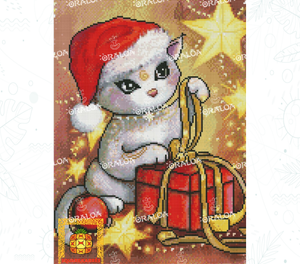 Ergebnis Diamond Painting Weihnachtskatze - Oraloa Kunsttherapie
