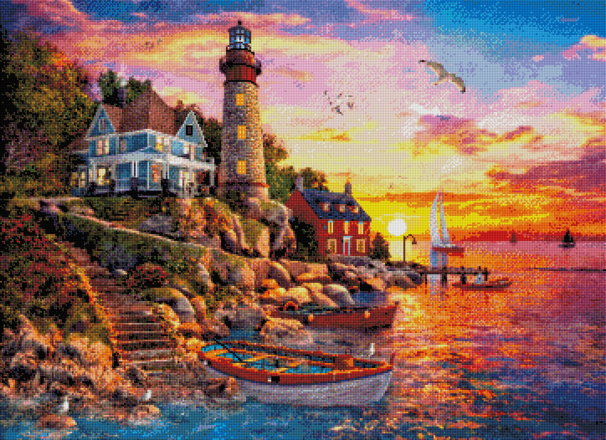 Detail Diamond Painting Lighthouse Bay Oraloa - Diamantstickerei