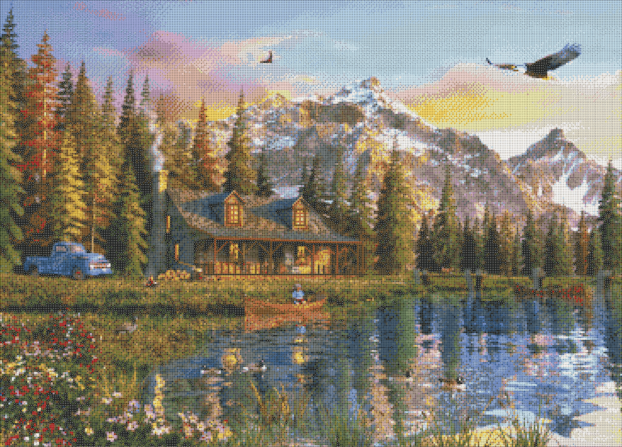 Ergebnis Diamond Painting Old Log Cabin - Oraloa Kunsttherapie