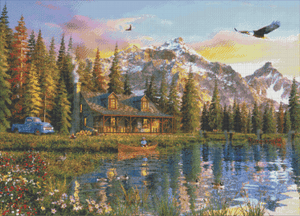 Ergebnis Diamond Painting Old Log Cabin - Oraloa Kunsttherapie