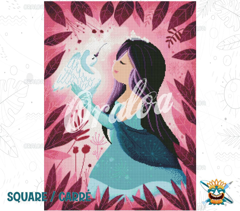 Ergebnis Diamond Painting Mädchen mit Schwänen - Oraloa Kunsttherapie