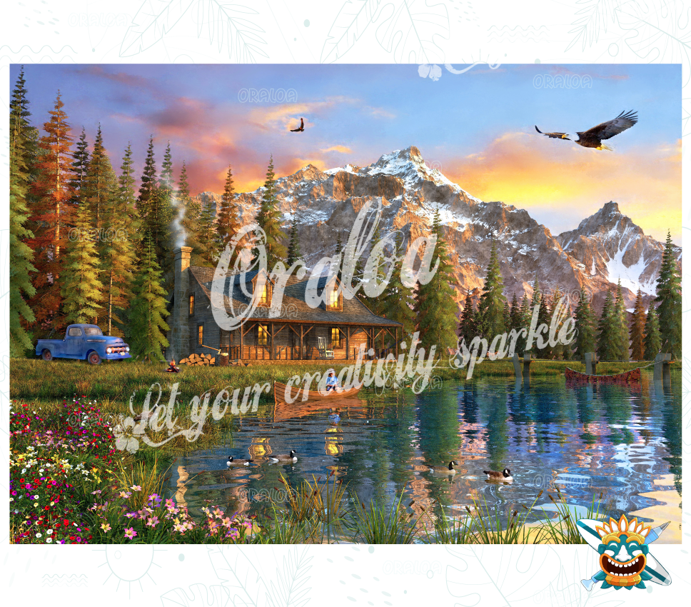 Diamantstickerei Old Log Cabin - Oraloa Diamond Painting kreativ