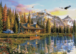 Zoom Diamond Painting Oraloa Old Log Cabin - Kreativset