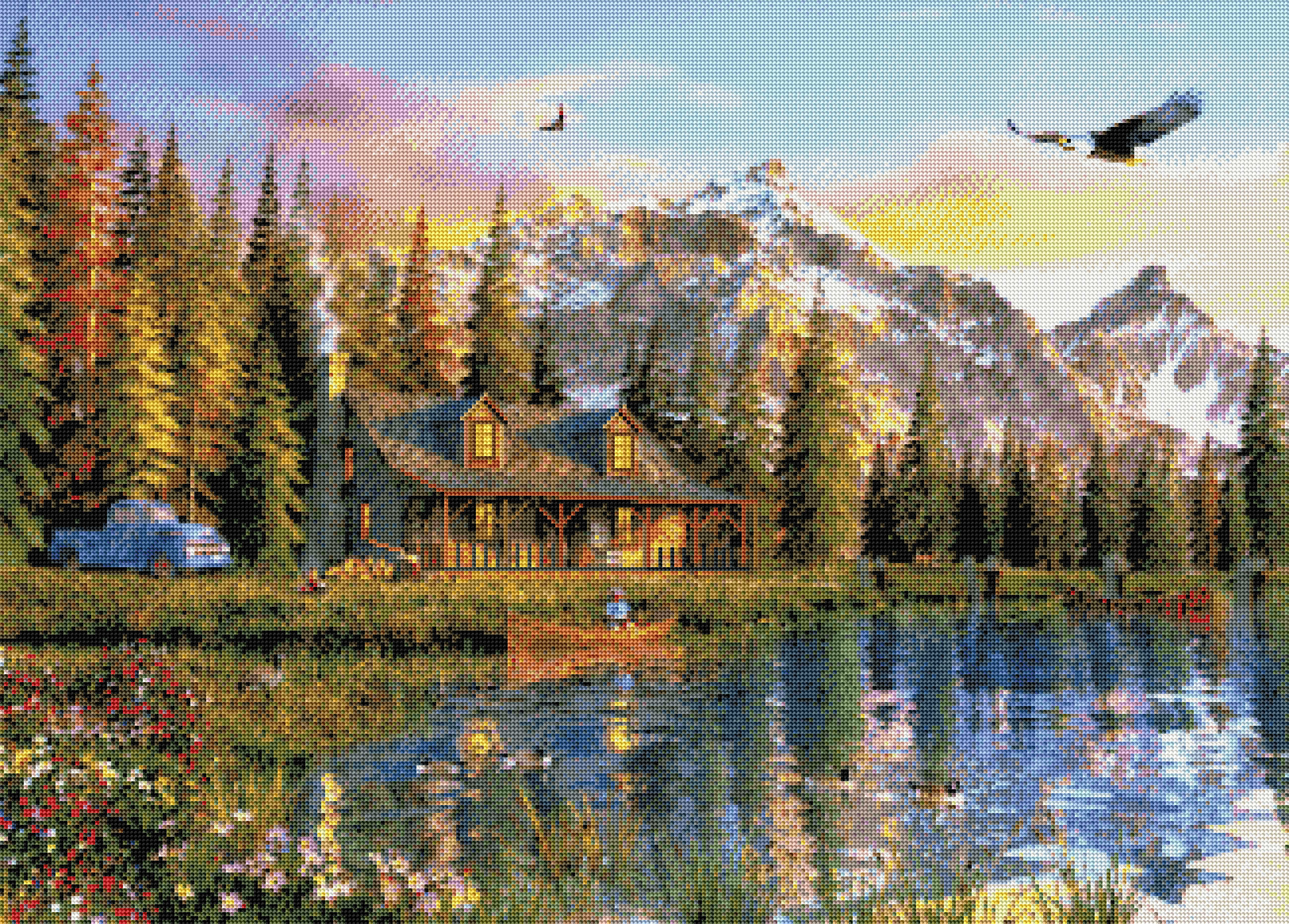 Zoom Diamond Painting Oraloa Old Log Cabin - Kreativset