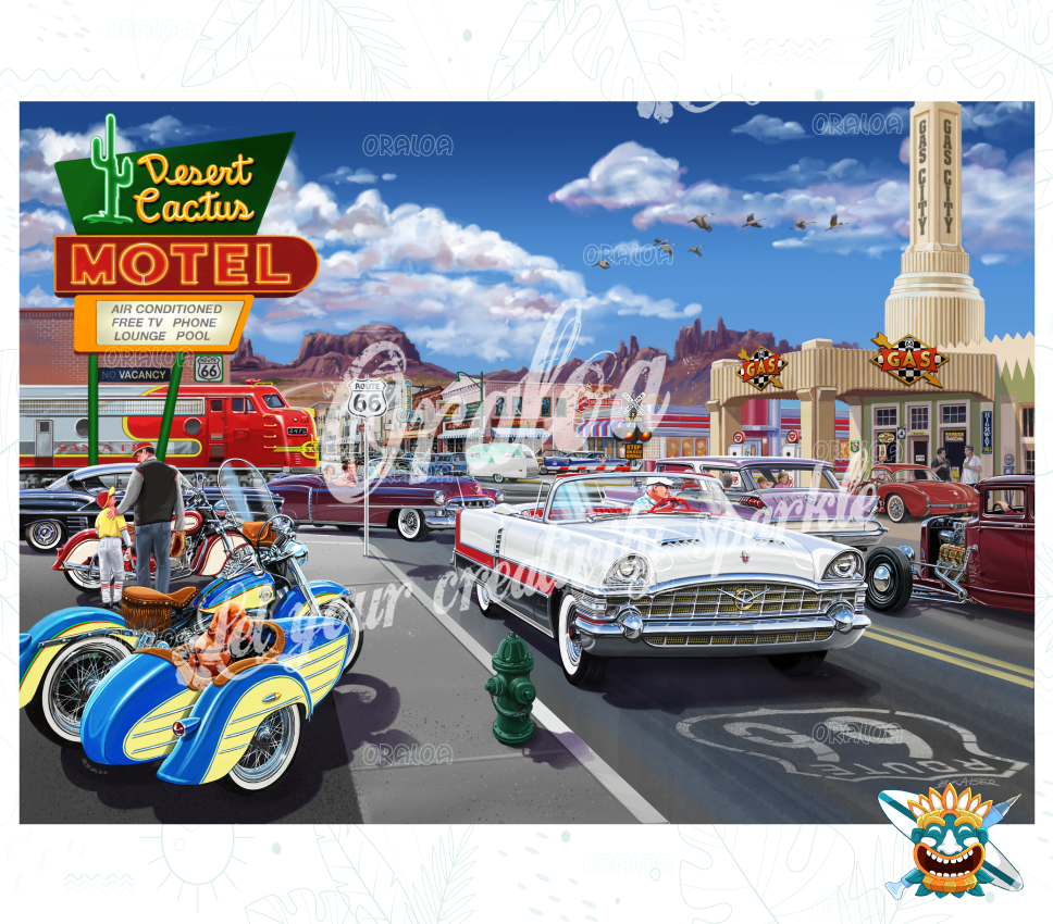 Oraloa Diamond Painting Route 66 - Diamantstickerei-Set Kunsttherapie