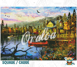 Beispiel für Diamantstickerei Sunset Cabin - Oraloa Diamond Painting