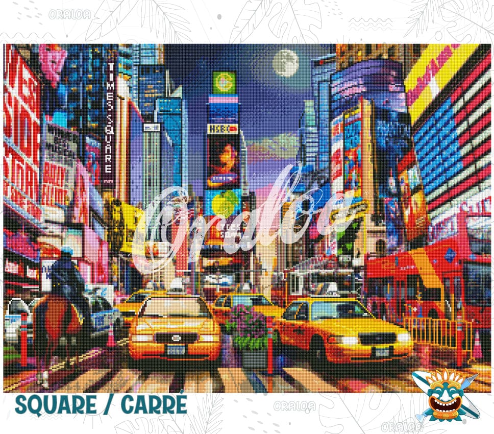 Ejemplo de bordado de diamantes Times Square - Oraloa Diamond Painting