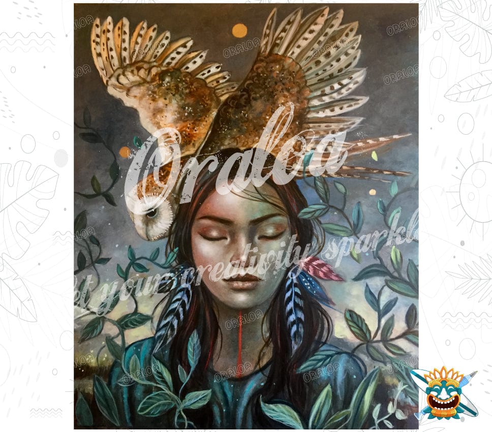 Diamond Painting The Woman and Owl - Oraloa Kreativset Diamantstickerei