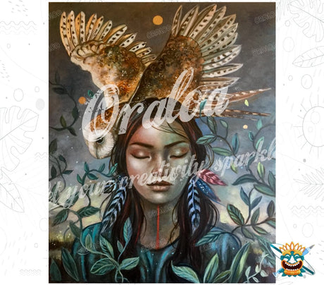 Diamond Painting The Woman and Owl - Oraloa Kreativset Diamantstickerei